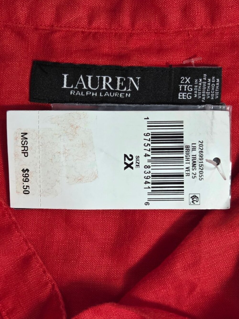 Lauren Ralph Lauren Plus Size Relaxed-Fit 100% Linen Short-Sleeve Shirt - Picture 3 of 7